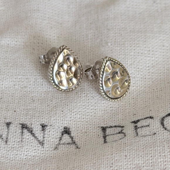 ANNA BECK | Hammered Teardrop Stud Earrings in 18K Gold Plate over Sterling - Picture 5 of 9
